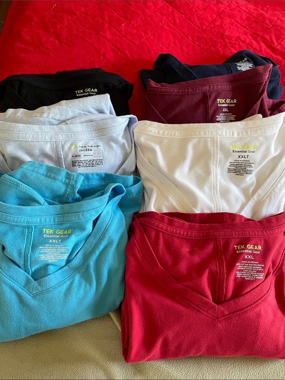 Tek Gear Multi-Color V-Neck Tee Bundle - 7 Pack
